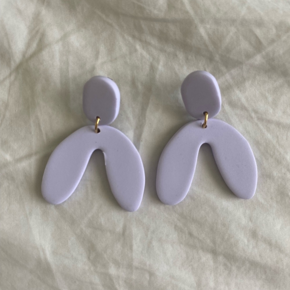 Lilac Abstract Clay Earrings